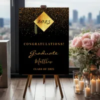 Graduation party black gold confetti graduate foam board