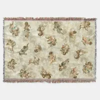 Vintage Angels Glittering Gold ID136 Throw Blanket