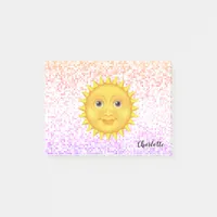 Cute Cartoon Smiling Sun  with Sweet Bumblebee  Post-it Notes