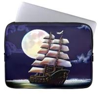 Illuminated Ship on the Ocean under the Moon Laptop Sleeve