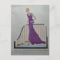 1930s Fashion Woman in Purple Dress  Postcard