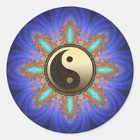 Fractal Geometric Star Gold Yin Yang Sticker