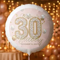 Opulent Blush Pink Gold Pearl Mosaic 30th Birthday Balloon