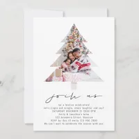 Minimalist Photo Trees Shape Christmas Party Invitation