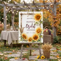 Rustic Yellow Sunflower Watercolor Bridal Shower Foam Board