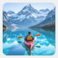  Kayaking in Mountains  Beautiful Nature Square Sticker
