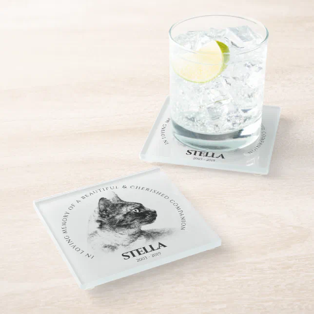 In Memory of a Beloved Pet Memorial Glass Coaster