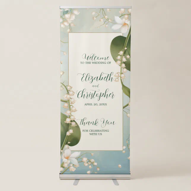 Elegant Lily of the Valley Floral Scenery Wedding Retractable Banner