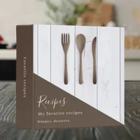 Wooden kitchen utensils brown modern recipe 3 ring binder