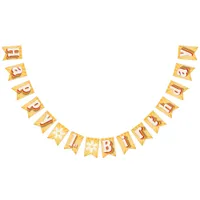Retro Daisy Sunburst Yellow 1st Birthday Banner | 