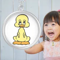 Adorable Baby Duck Cartoon Cute Farm Animal Silver Plated Necklace