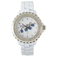 Blue Canterbury Bells Womens Rhinestone Watch