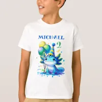 Blue and Green Axolotl Boy's Birthday Party T-Shirt