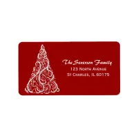 White Christmas Tree on Red Return Address Label