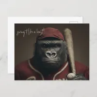 Gorilla Baseball Player Postcard