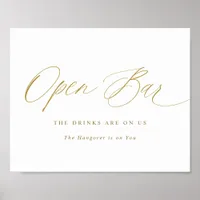 Open Bar Gold Wedding Sign Elegant Calligraphy