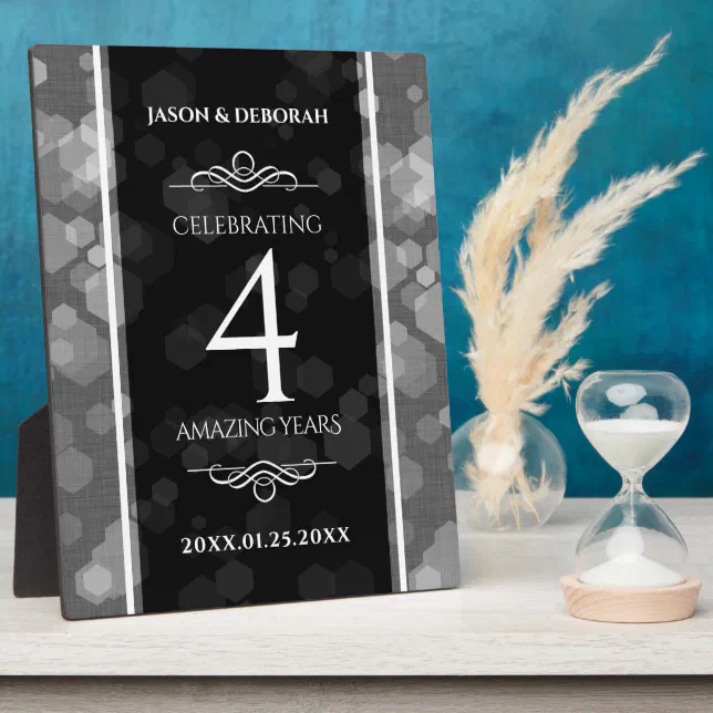 Elegant 4th Linen Wedding Anniversary Celebration Plaque