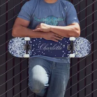 Navy blue comfetti name elegant girl skateboard