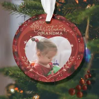 Adorable Christmas Grandma Red Photo Ornament