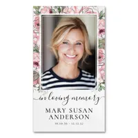 In Loving Memory Pink Floral Photo Tribute Magnet