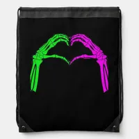 Skeleton Hands Heart Sign Retro Halloween Vintage  Drawstring Bag