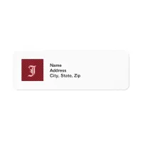 Monogram Black Red Diagonal Stripes Address Label