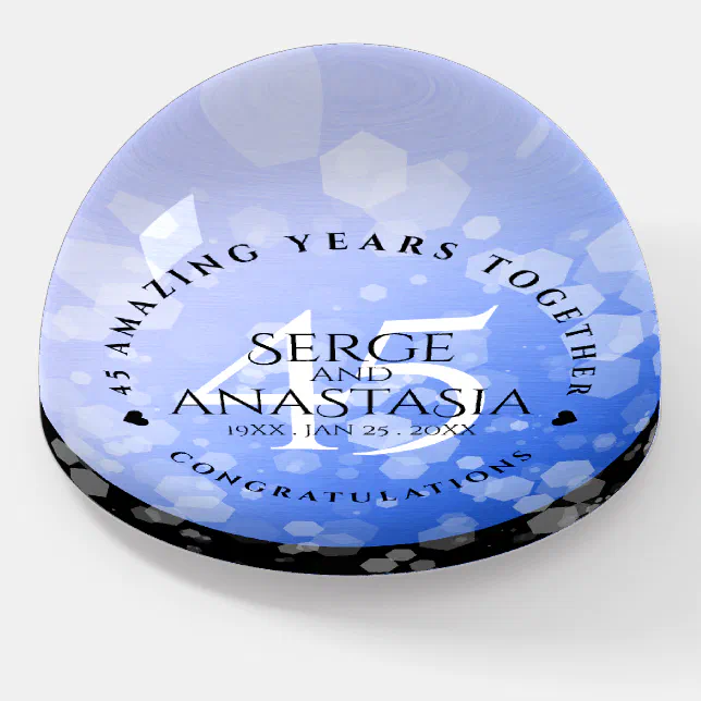 Elegant 45th Sapphire Wedding Anniversary Paperweight