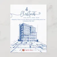 Custom Construction & Design, Architect Blueprint Holiday Postcard