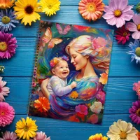 Mother with Baby Girl Colorful Painting Notebook