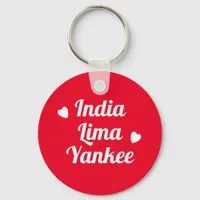 India Lima Yankee I Love You Romantic Keychain