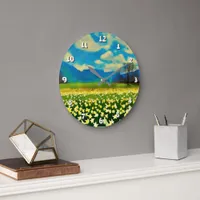 Daffodil field - painting large clock