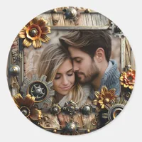 Cool Steampunk Personalized Photo Classic Round Sticker