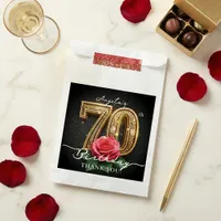 Elegant Black Gold Red Rose 70th Birthday Party Favor Bag