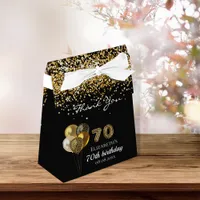 70th birthday black gold leopard thank you favor boxes