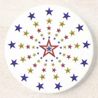 Pattern of Patriotic Stars Sandstone Coaster