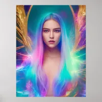 Woman With Blue and Purple Hair Poster