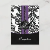 violet damask wedding Reception Cards