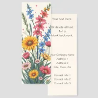 Floral Bookmark Business Promotional or Blank Back
