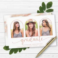 BUDGET Rose Gold Foil Marble 3 Photo Graduation