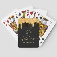 Fabulous glitter black gold sparkle glam name poker cards