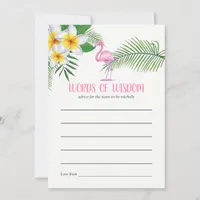 Pink Flamingo Watercolor Baby Shower Mom Advice Card