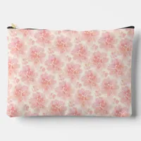 Abstract Floral Watercolor Style Peach Pink Large Accessory Pouch