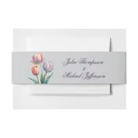 Romantic and Poetic Pastel Tulips Watercolor Invitation Belly Band