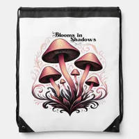 Blooms Shadows - Whimsigoth Mushroom Art Pastel Go Drawstring Bag