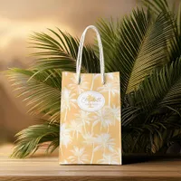 Hawaiian Palm Tree Silhouette Pattern Gold ID1093 Medium Gift Bag