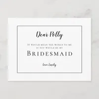 Classic Black Typography /Bridesmaid Request Postcard