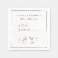 Bikinis & Martinis Handwritten Bachelorette Party  Napkins