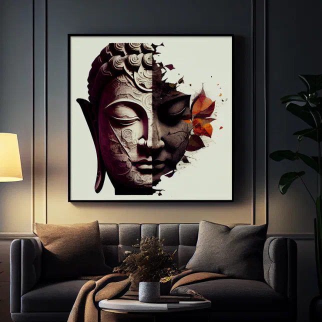 Abstract Portrait of Buddha | Digital Art Poster