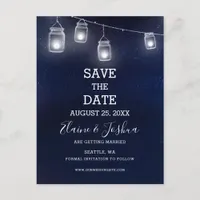 starry sky mason jars wedding save the date announcement postcard