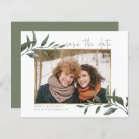 Budget Eucalyptus Wedding Save the Date Photo